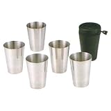 キャプテンスタッグ(CAPTAIN STAG) ワイルドウェイ 18-8ステンレスカップ260ml 5個組(革ケース付) M-8093