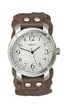 Fossil Woven Leather Dark Brown White Dial Women's watch #JR1290