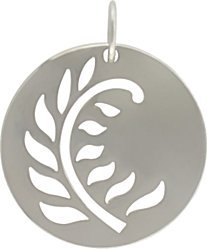Round Feathery Fern Cut Out Design in Sterling Silver, #7593