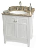 Bath20 Elan Vanity White Wood Bathroom Vanity with Granite Counter Top and Backsplash