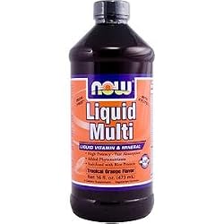 NOW Foods Liquid Multi Vitamin and Mineral Orange Iron Free with Xylitol 16-Ounce