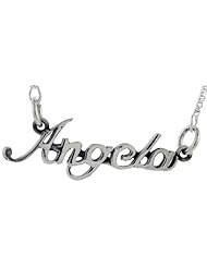 Sterling Silver ANGELA Name Necklace 3/8 inch, 17 inches long