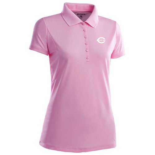 Cincinnati Reds Womens Pique Xtra Lite Polo Shirt (Pink) - Large
