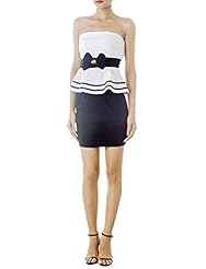 Sleeveless  Peplum Bandeau Neck  Dress With a Bow(s)