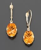 14k Gold Oval-Cut Citrine Earrings