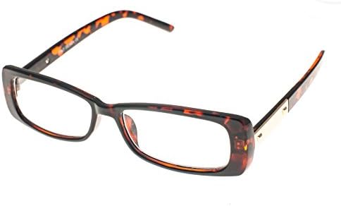 Kyara Eyewear Womens High Fashion Rectangular Gold Arm Décor Reader Glasses Tortoise +2.50