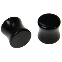 Semi Precious Black Obsidian Plug - 00g - Sold as pair