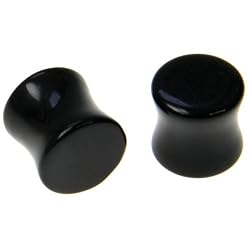 Semi Precious Black Obsidian Plug - 00g - Sold as pair