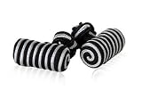 Classic Black & Silver Silk Knot Log Cufflinks with Presentation Box