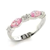 Sterling Silver Ring with Pink CZ - Size 4-10