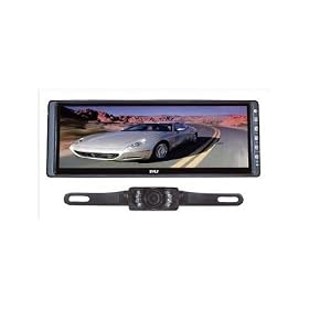 PYLE PLCM103 10.2'' Rearview Mirror Monitor w/ License Plate Mount Night Vision Camera: Car Electronics