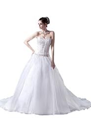 Strapless  Lace-Up Embroidered Organza/Satin  Ball Gown  Dress