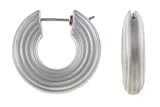 Platinum Ridged Hoop Earrings