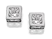 9ct White Gold and Square Cubic Zirconia Earrings