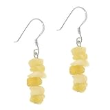  : STERLING SILVER .925 GENUINE ARAGONITE STONE CHIP DANGLE EARRINGS