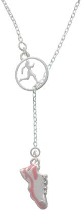 Pink Running Shoe Runner Disc Lariat Necklace