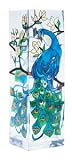Peacock - Hand Painted Stained Glass Tiffany Style Vase By Joan Baker