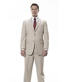 Signature 2-Button Wool Suit- Taupe Narrow stripe