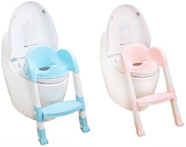 Potty Training Chair Foldable Kids Children Babies Toddlers Toilet Potty Trainer Seat with Ladder Kit (Blue)