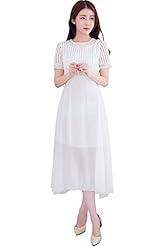 Striped Print Knee Length Short Sleeves Chiffon/Silk Homecoming Dress/Party Dress/Wedding Dress/Midi Dress 