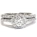.75CT Diamond Engagement 14K White Gold Matching Wedding Ring Band Set Halo Vintage Like Style Size 6