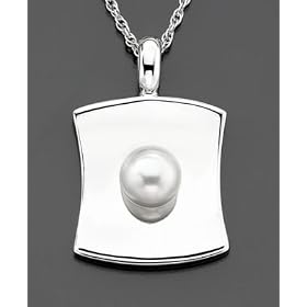 Sterling Silver Cultured Freshwater Pearl Square Pendant