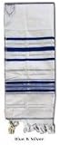 Prayer Shawls (Tallit) with Blue and Silver Trims 24" LONG x 72"