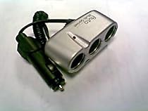 Silver 3 way 12V socket cigarrette lighter adapter Triple 3way car adapter