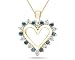 1.00 Carat Blue And White Diamond Heart Pendant in 14K Yellow Gold