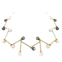 14K Yellow Gold Zig-Zag Pearl Necklace 16.5"