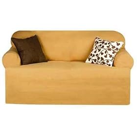 Sofa Slipcover T-Cushion- Canvas Soft Weave- Latte