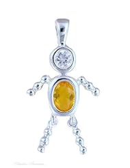 Sterling Silver 18" .8mm Wide Box Chain Necklace With Mothers Womens November Birthstone Babies Boy Male Child Baby Pendant