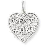 14k White Gold Best Aunt Charm