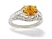 14K White Gold Genuine Oval Citrine and Diamond Antique Style Ring