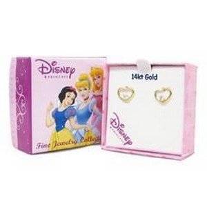 Childrens Toyshop  Jewelry : 14K Gold Walt Disney Childrens Heart Earrings