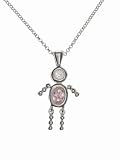 Sterling Silver Boy October Birthstone Necklace with Rolo Chain