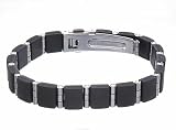 Steel and Square Rubber Men's Bracelet