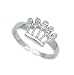 Sterling Silver Crown Toe Ring With CZ Stones