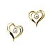 14k Yellow Gold Akoya Cultured Pearl Heart Earrings with a Jewelry Gift Box
