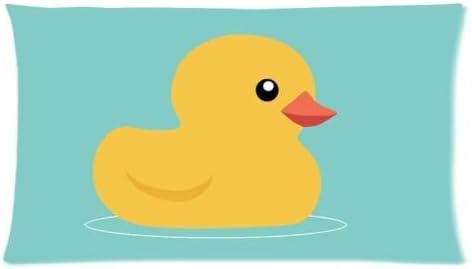 Custom Yellow Rubber Duck With Blue Background Pattern Rectangle Pillow Cases Pillow Cover Standard Size 20x36 (two side)