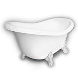 American Bath Factory B1-1600-WW-DM3-M2-15-WH Princess Slipper Clawfoot Bathtub in White, Ball and C