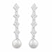 JanKuo Jewelry Silver Tone Long Dangle Pearl Earrings Prom, Bridal with CZ Cubic Zirconia on a Prong Basket Setting with Gift Box