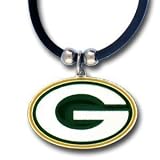 Green Bay Packers Logo Pendant w/Rubber Cord - NFL Football Fan Shop Sports Team Merchandise