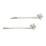 Pearl Flower Top Silver Tone Bobby Pin (2 Pcs)
