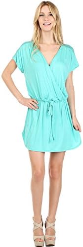 Le More Summer Collection Jennifer Waist String Solid Tunic Dress Large Mint