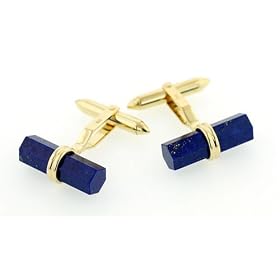 Handmade 18ct yellow gold cufflinks with lapis lazuli by 