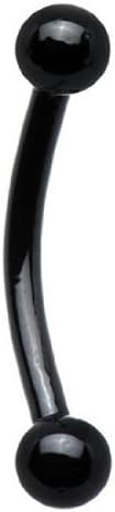 Eyebrow Ring Curved Barbell Body Piercing with Beads 16 Gauge 5/16" By Eg Gifts (Black)