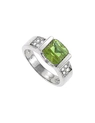Peridot and Diamond Ring 14K White Gold - 3.00 CT TGW