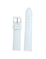 Watch Band White Genuine Leather Crocodile Grain 18 millimeter Tech Swiss