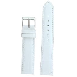 Watch Band White Genuine Leather Crocodile Grain 20 millimeter Tech Swiss